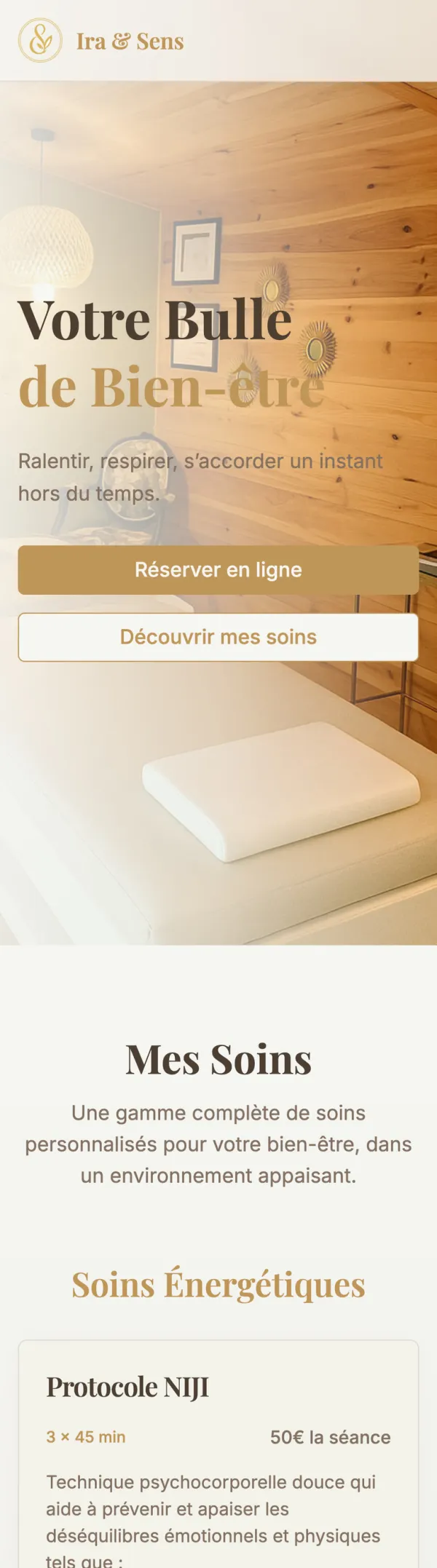 Le site d’Ira & Sens sur téléphone