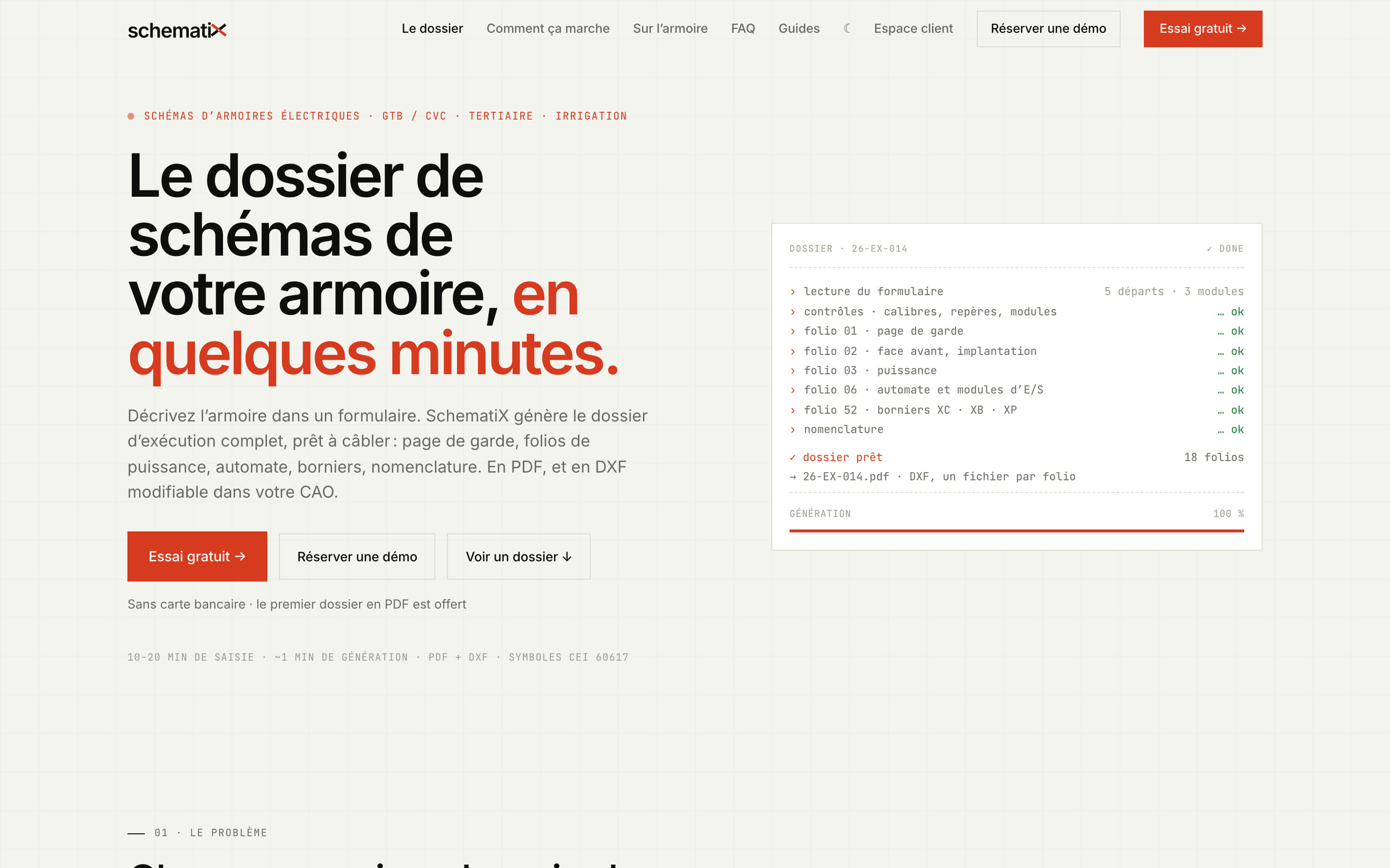 La page d’accueil de SchematiX