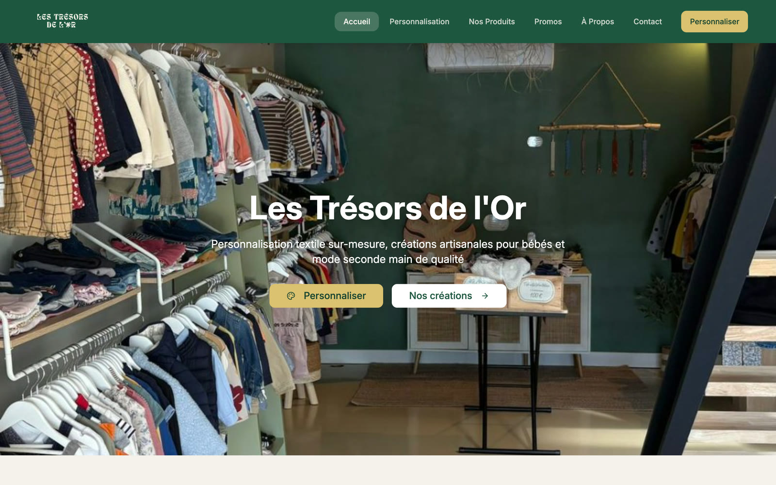 La page d’accueil du site des Trésors de l’Or